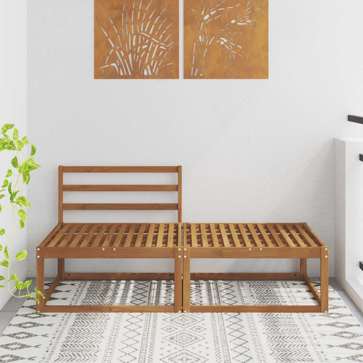 vidaXL Outdoor Ottoman Solid Acacia Wood Natural