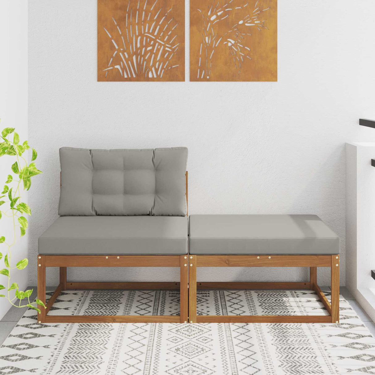 vidaXL Outdoor Ottoman Solid Acacia Wood Natural