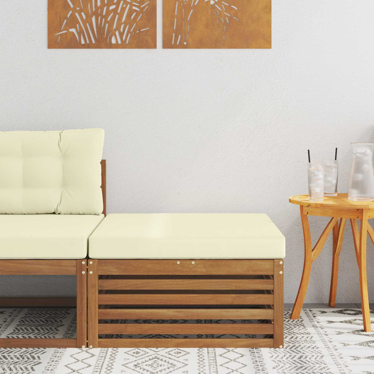 vidaXL Outdoor Footstool Solid Acacia Wood Natural