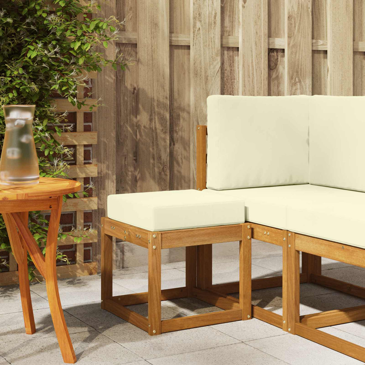 vidaXL Wooden Stool Bench Natural 43 x 43 x 37 cm Solid Acacia Wood