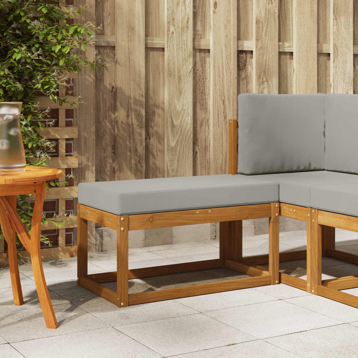 vidaXL Wooden Stool Bench Natural 43 x 43 x 37 cm Solid Acacia Wood