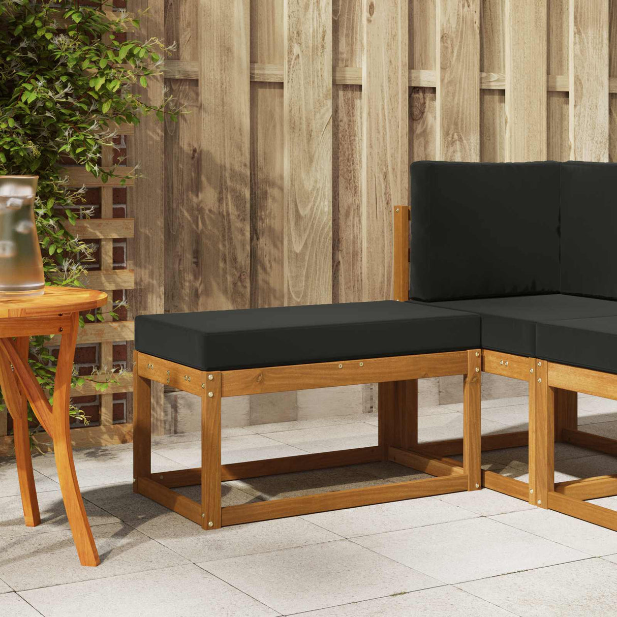 vidaXL Wooden Stool Bench Natural 43 x 43 x 37 cm Solid Acacia Wood