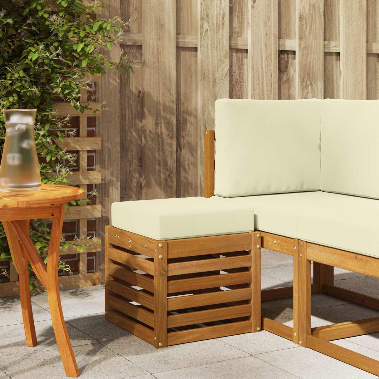 vidaXL Wooden Stool Bench Natural 43 x 43 x 37 cm Solid Acacia Wood