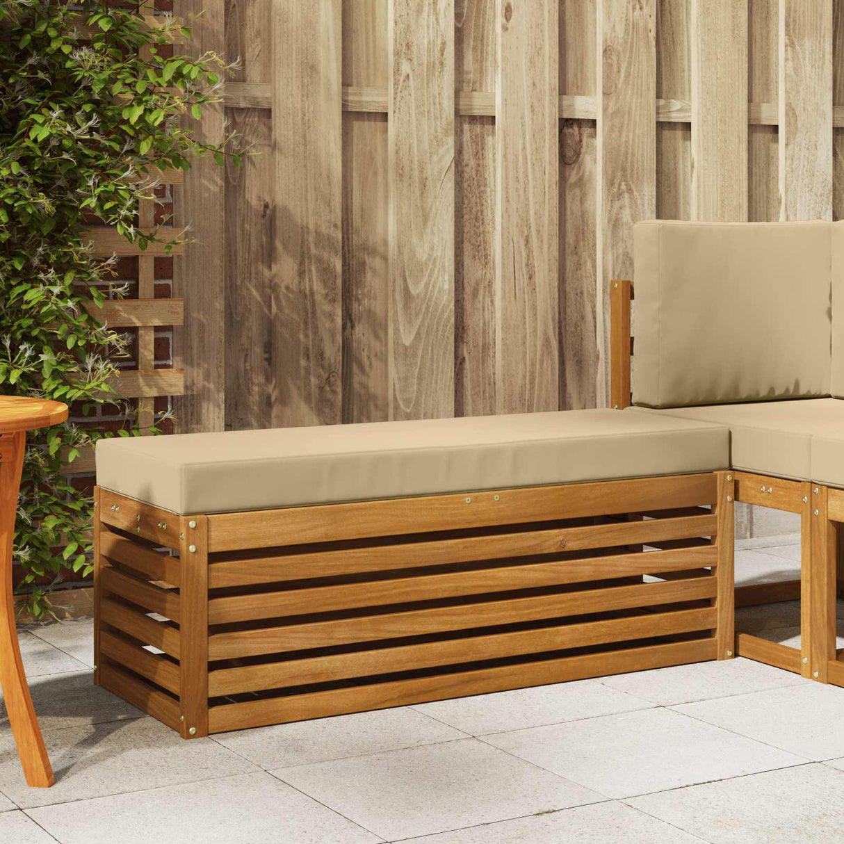 vidaXL Wooden Stool Bench Natural 43 x 43 x 37 cm Solid Acacia Wood