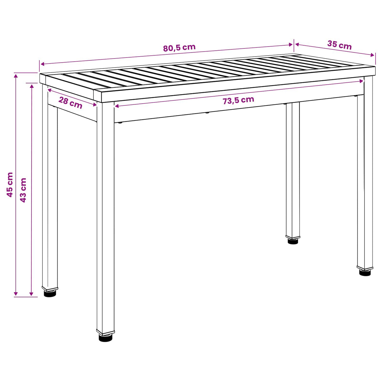 vidaXL Tuinbank 80,5 x 35 x 45 cm Massief Acacia Hout Naturel en Zwart