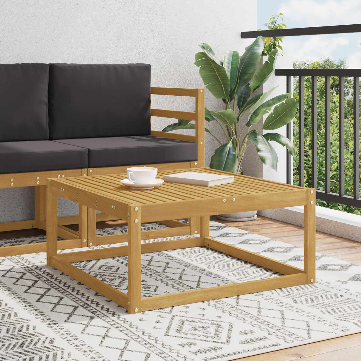 vidaXL Outdoor Ottoman Solid Acacia Wood Natural