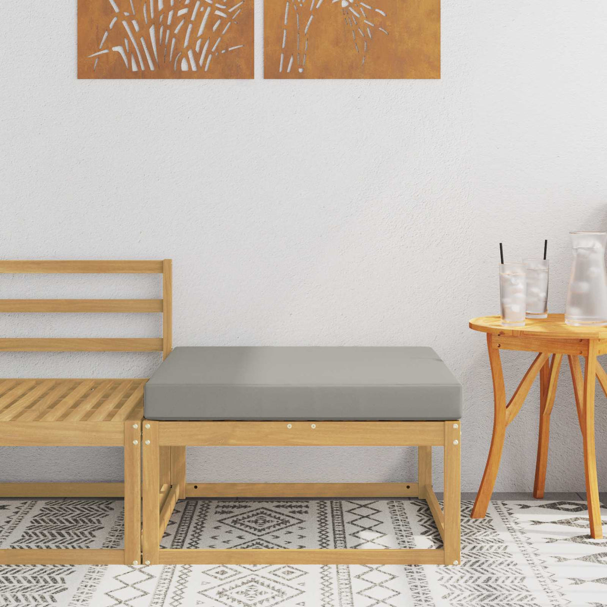 vidaXL Outdoor Ottoman Solid Acacia Wood Natural