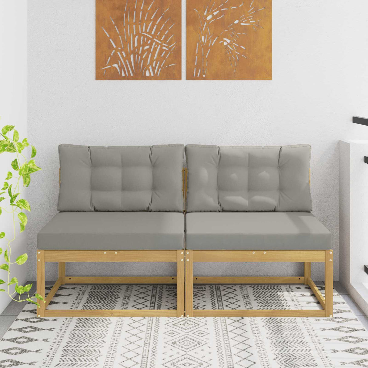 vidaXL Outdoor Ottoman Solid Acacia Wood Natural