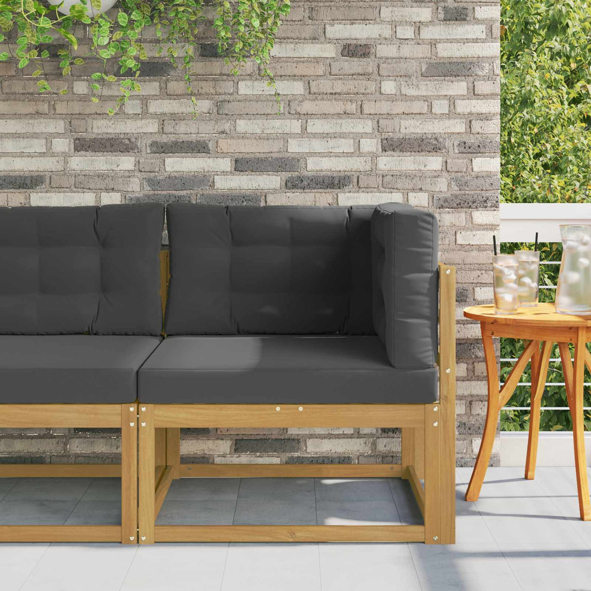 vidaXL Outdoor Ottoman Solid Acacia Wood Natural