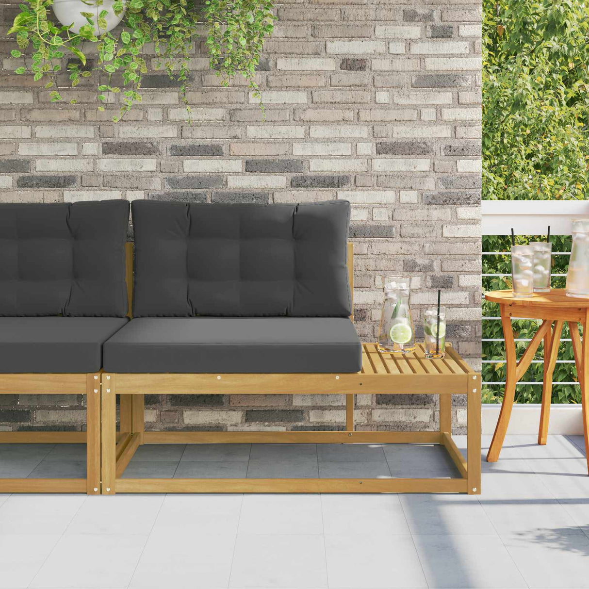 vidaXL Outdoor Ottoman Solid Acacia Wood Natural