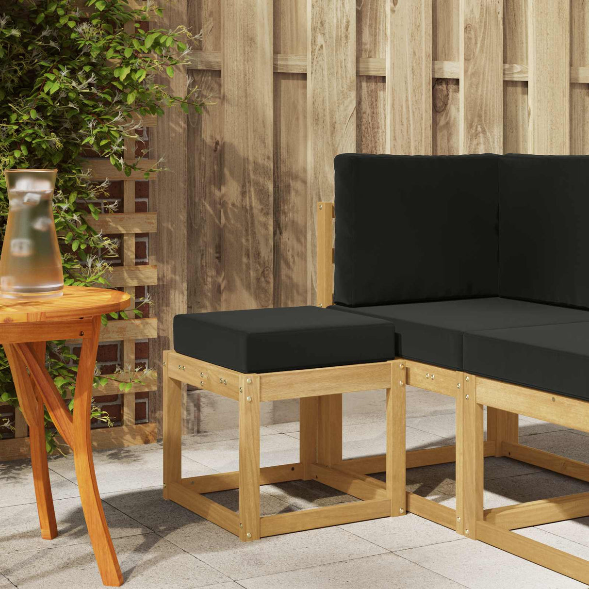 vidaXL Wooden Stool Bench Natural 43 x 43 x 37 cm Solid Acacia Wood