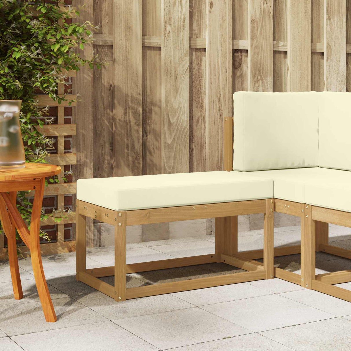 vidaXL Wooden Stool Bench Natural 43 x 43 x 37 cm Solid Acacia Wood