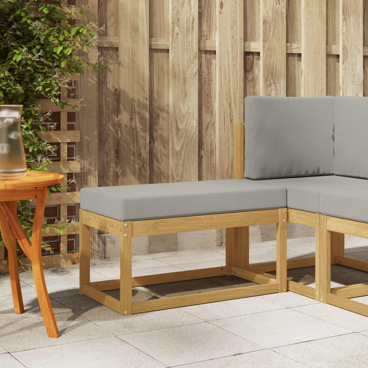 vidaXL Wooden Stool Bench Natural 43 x 43 x 37 cm Solid Acacia Wood