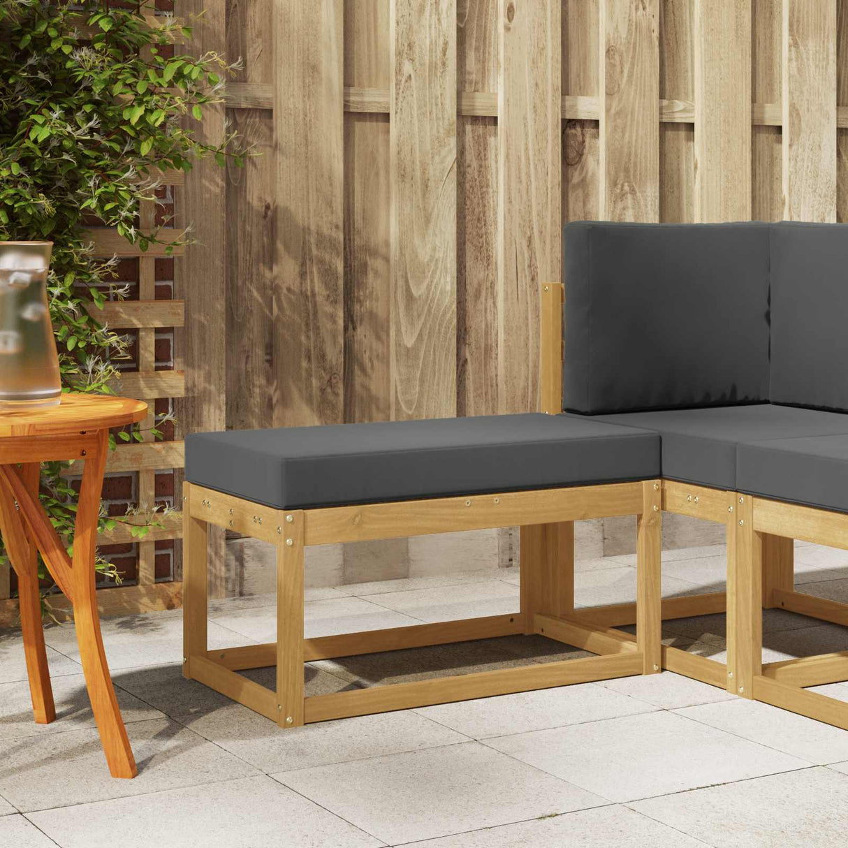 vidaXL Wooden Stool Bench Natural 43 x 43 x 37 cm Solid Acacia Wood