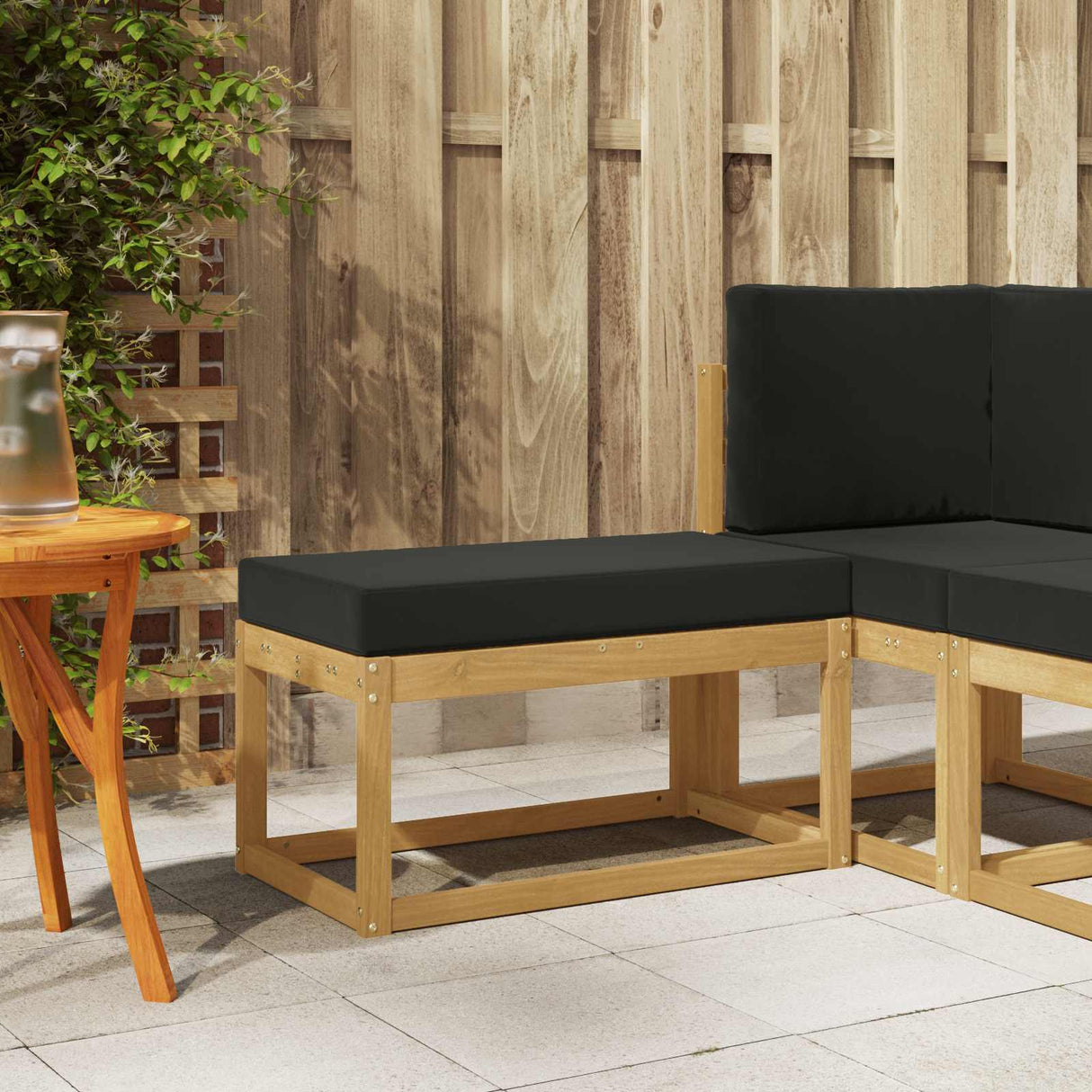 vidaXL Wooden Stool Bench Natural 43 x 43 x 37 cm Solid Acacia Wood