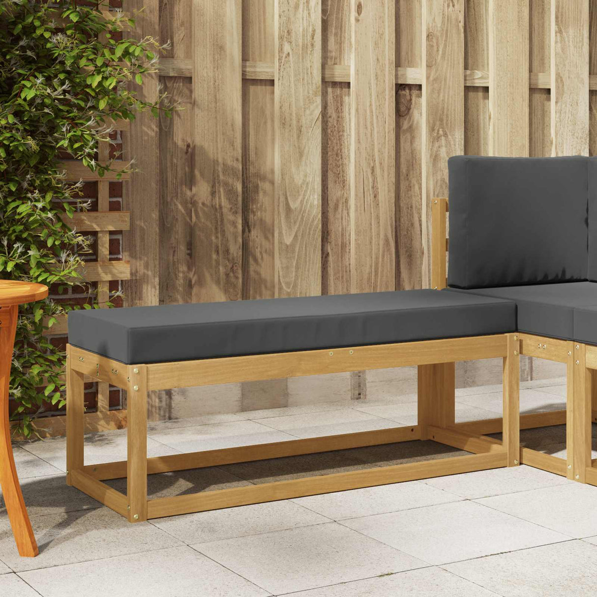 vidaXL Wooden Stool Bench Natural 43 x 43 x 37 cm Solid Acacia Wood
