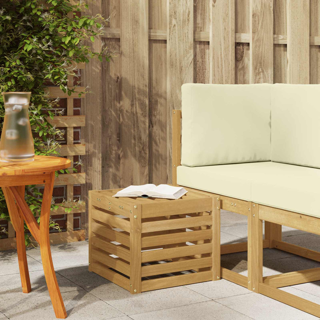 vidaXL Wooden Stool Bench Natural 43 x 43 x 37 cm Solid Acacia Wood