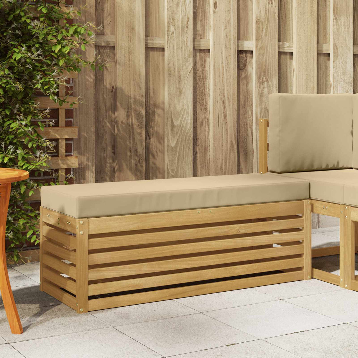 vidaXL Wooden Stool Bench Natural 43 x 43 x 37 cm Solid Acacia Wood