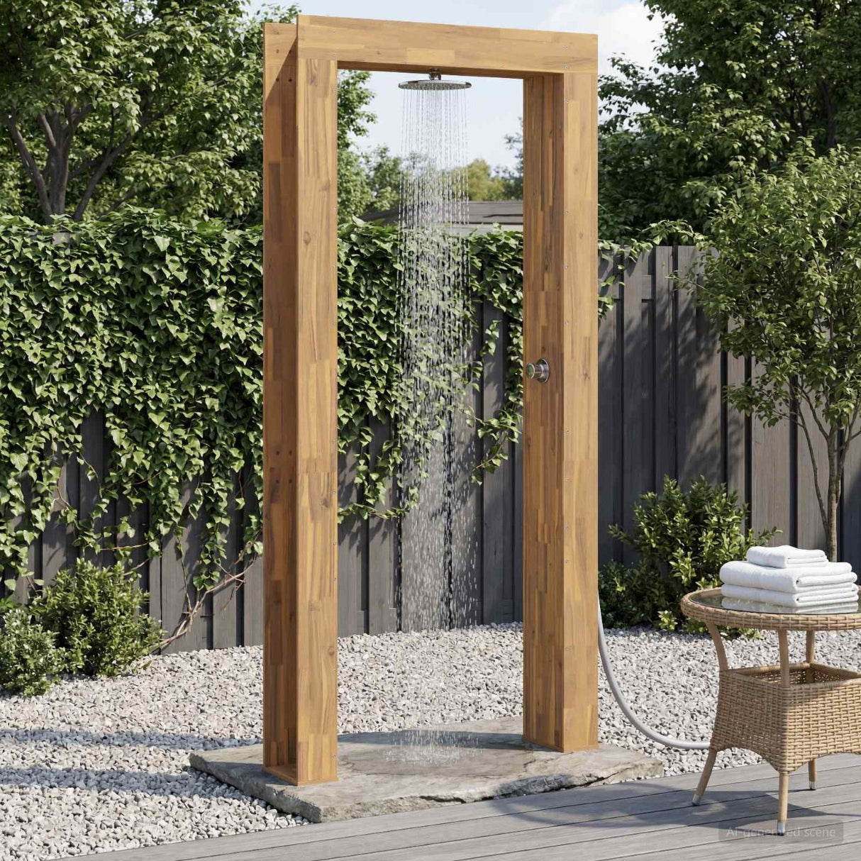 vidaXL Buitendouche 226 cm Massief acaciahout en roestvrij staal