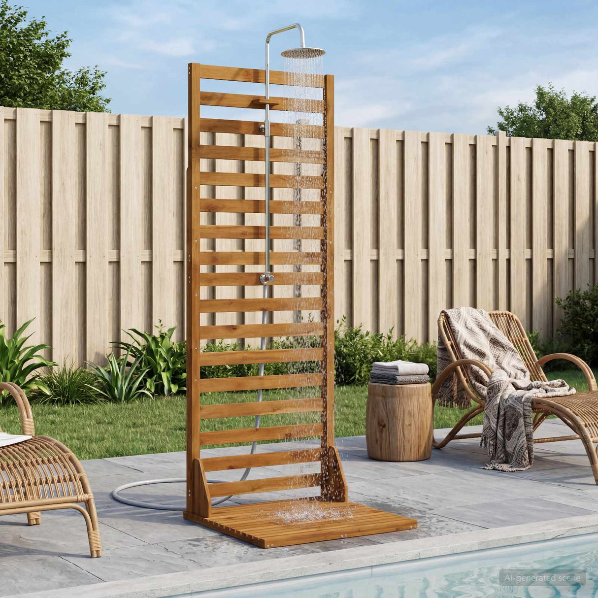 vidaXL Outdoor Shower 205.5 cm Solid Acacia Wood and Stainless Steel