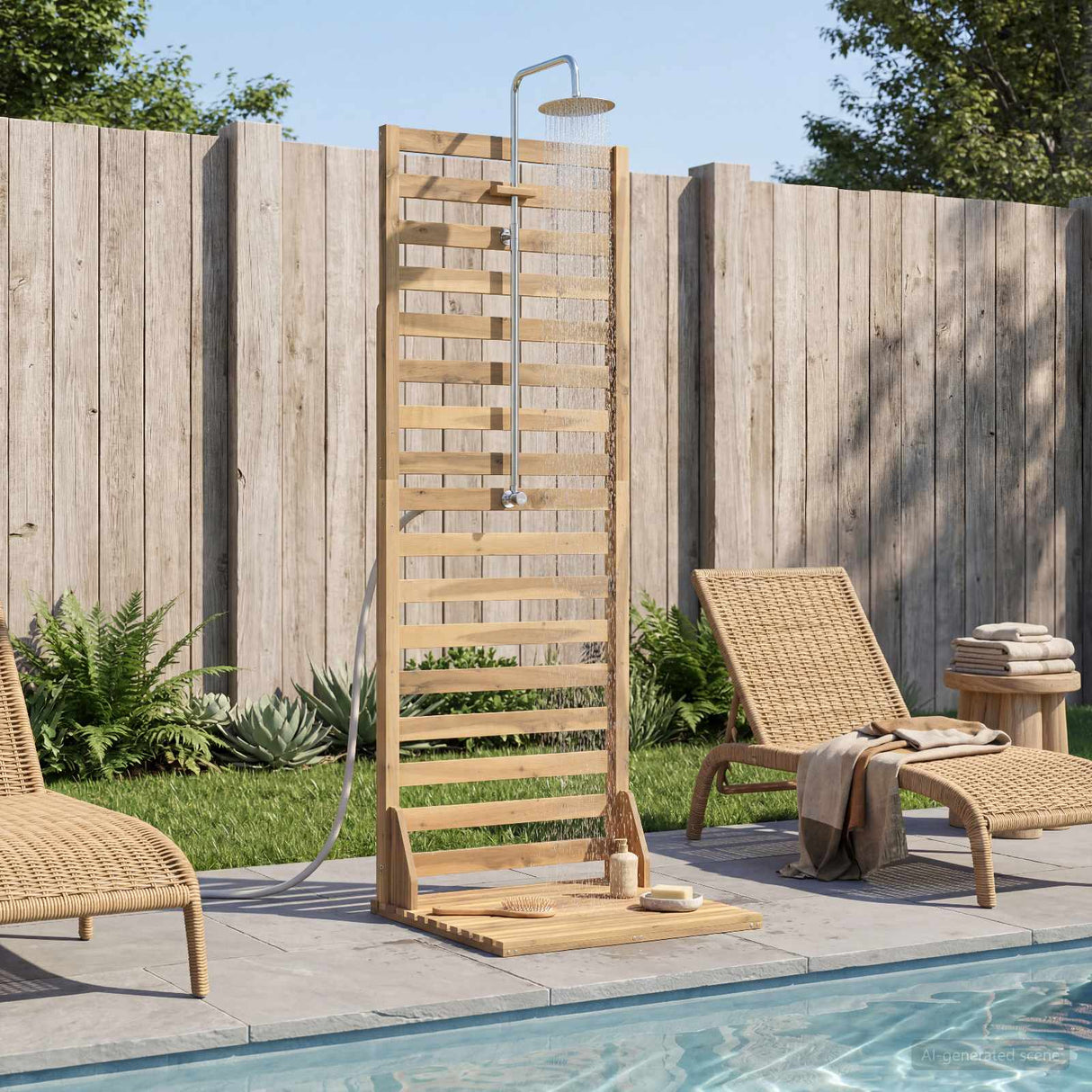 vidaXL Outdoor Shower 205.5 cm Solid Acacia Wood and Stainless Steel