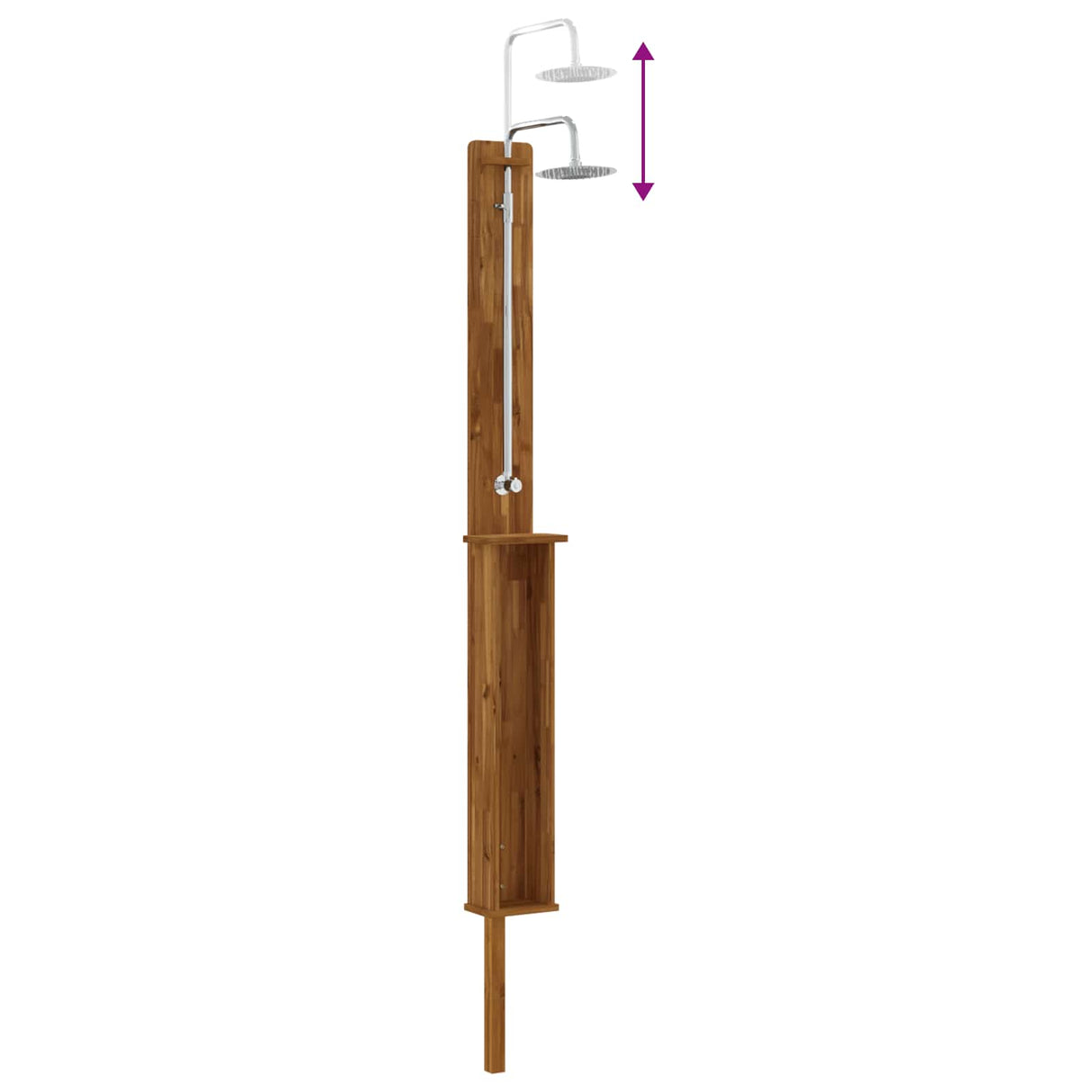 vidaXL Buitendouche 217 cm Massief acaciahout en roestvrij staal Wit