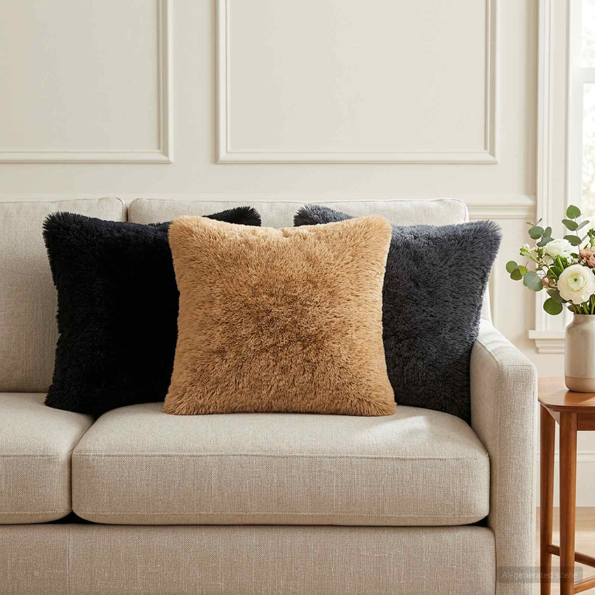 vidaXL Kussensloop 2 pcs HEERLEN Crèmekleurig 30 x 30 cm PV Fleece