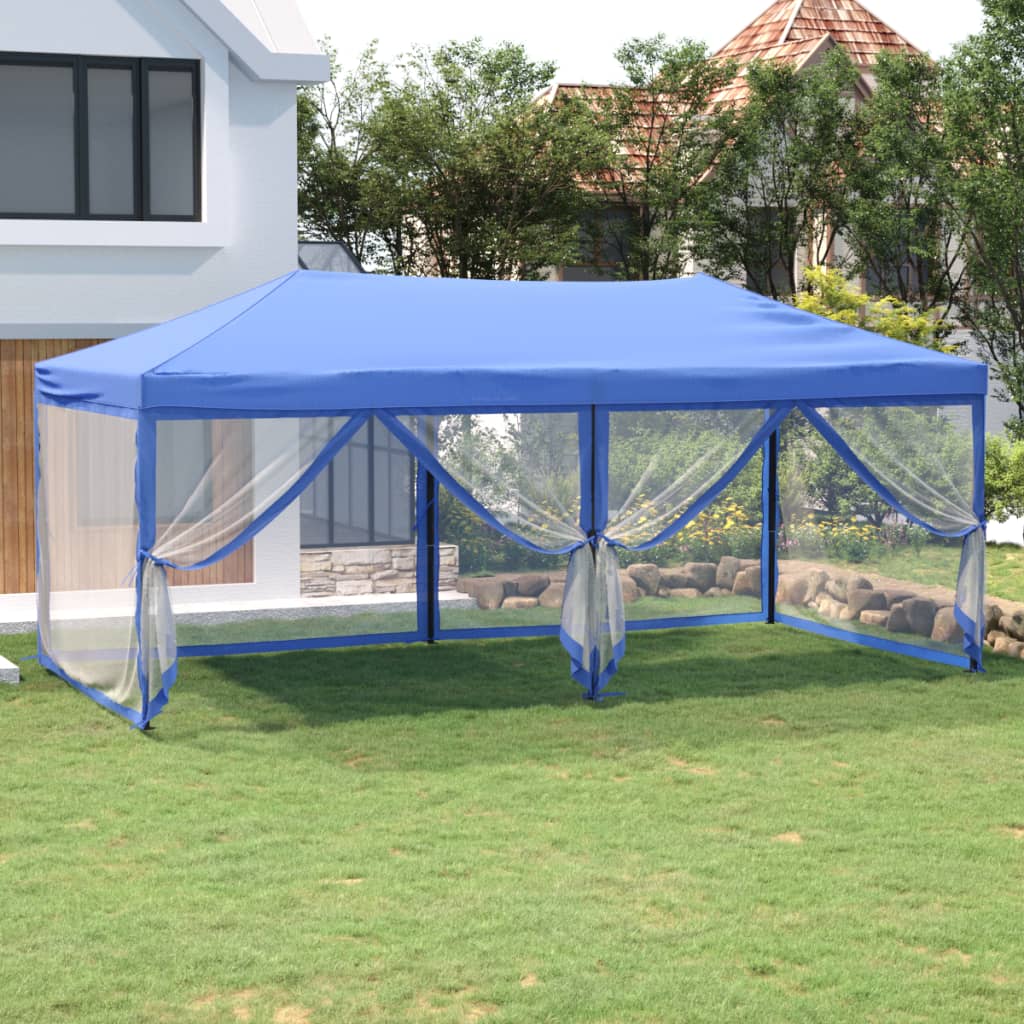 vidaXL Partytent inklapbaar met zijwanden 2x2 m blauw
