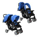 vidaXL Kinderwagen dubbel staal rood en zwart