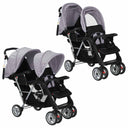 vidaXL Kinderwagen dubbel staal rood en zwart
