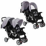 vidaXL Double Stroller Steel Red and Black
