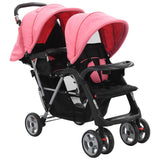 vidaXL Double Stroller Steel Red and Black