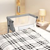 vidaXL Baby Cot with Mattress Linen Light Grey