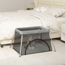 vidaXL Babybox met matras linnen lichtgrijs