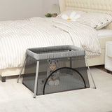 vidaXL Baby Playpen with Mattress Linen Light Grey