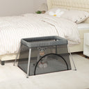 vidaXL Babybox met matras linnen lichtgrijs