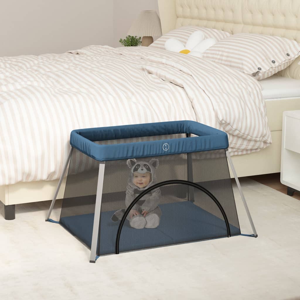 vidaXL Baby Playpen with Mattress Linen Light Grey