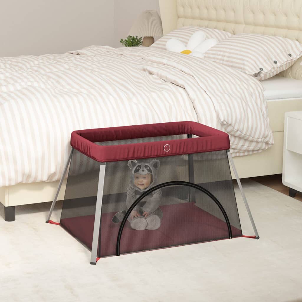 vidaXL Baby Playpen with Mattress Linen Light Grey