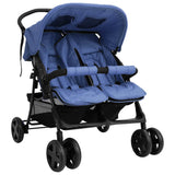 vidaXL Double Stroller Steel Light Grey