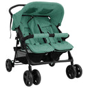 vidaXL Tweelingkinderwagen staal lichtgrijs