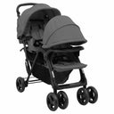 vidaXL Tweelingkinderwagen tandem staal lichtgrijs