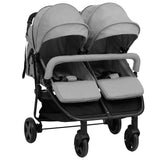 vidaXL Twin Stroller Steel Light Grey and Black
