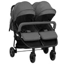 vidaXL Tweelingbuggy staal lichtgrijs en zwart