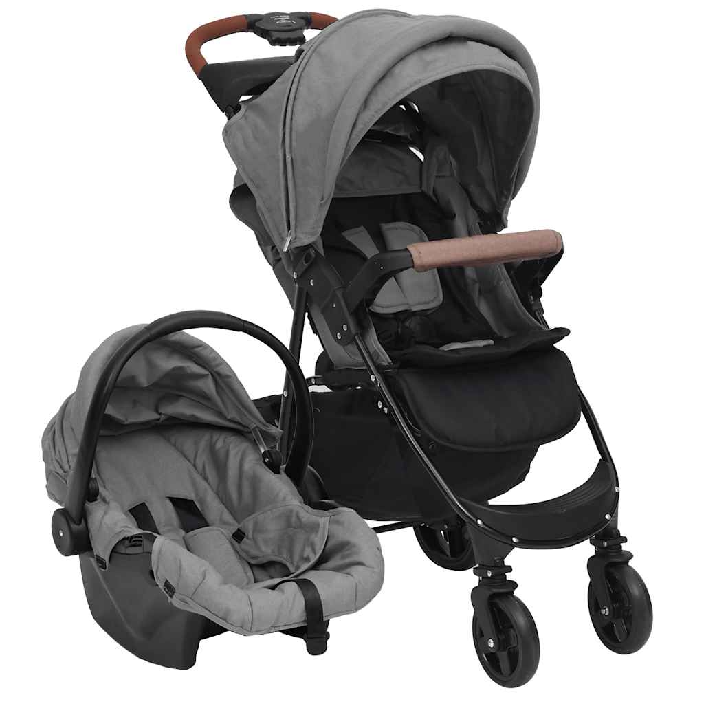 vidaXL 2-in-1 Steel Stroller Light Grey