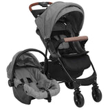 vidaXL 2-in-1 Steel Stroller Light Grey