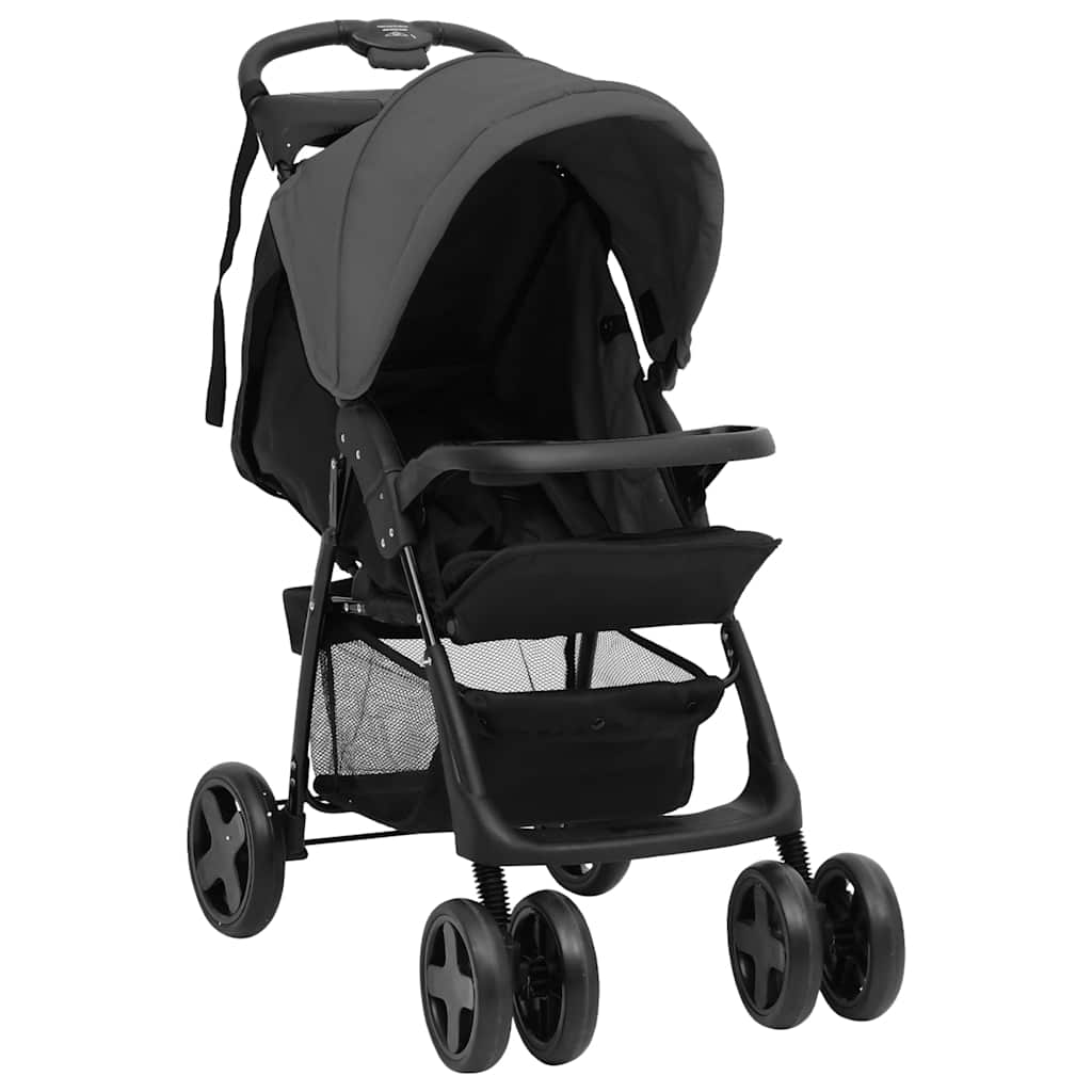 vidaXL 2-in-1 Stroller Steel Light Gray and Black