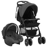 vidaXL 2-in-1 Stroller Steel Light Gray and Black