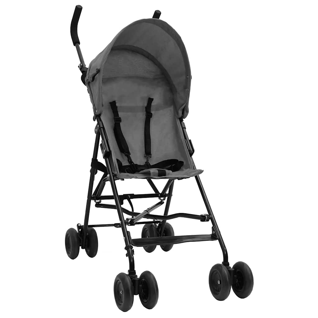 vidaXL Kids' Buggy Steel Light Grey and Black