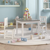 vidaXL 3-Piece Kids Table and Chair Set MDF White and Grey