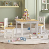 vidaXL 3-Piece Kids Table and Chair Set MDF White and Grey